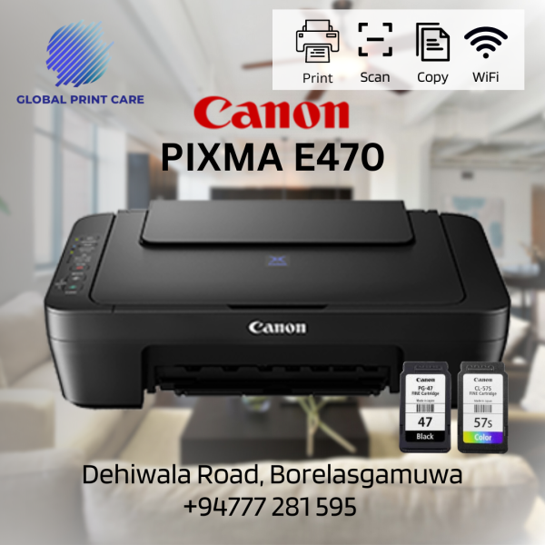 Canon PIXMA E470 Printer / Print – Scan – Copy with WiFi